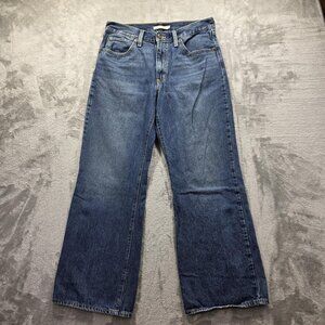 Levis 94 Baggy Bootcut Jeans Womens 30 Blue Denim High Rise Wide Leg Distressed